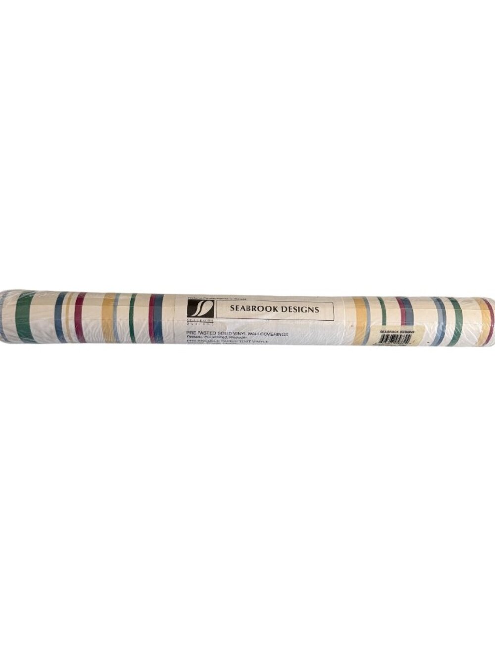 Seabrook Designs Pre-Pasted Vinyl Wallpaper Roll Striped Pattern Washable CC862